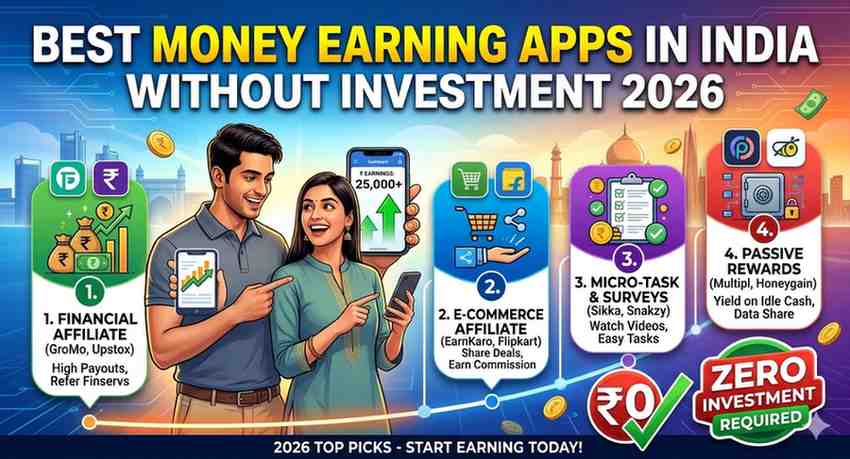 Best Money Earning Apps in India Without Investment 2026