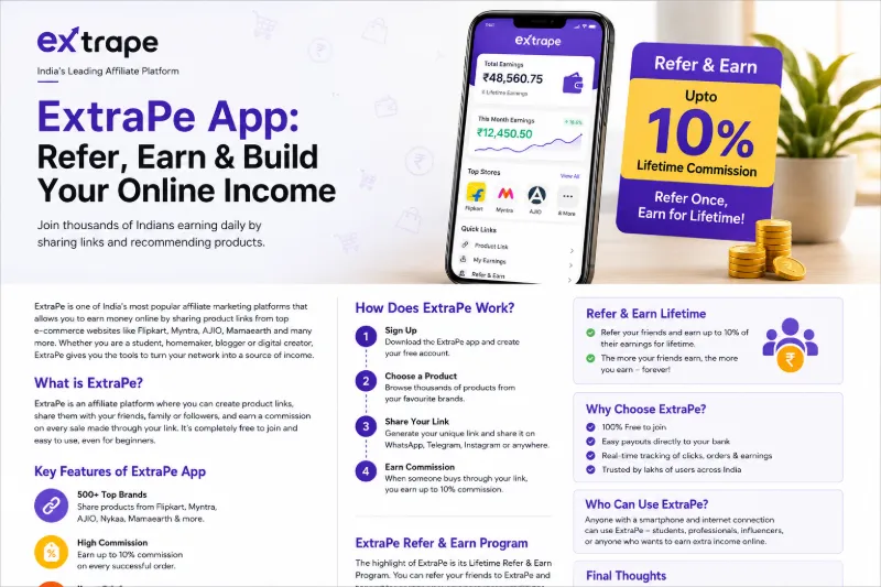 ExtraPe App Review 2026: Earn Up to 10% Lifetime Referral Commission